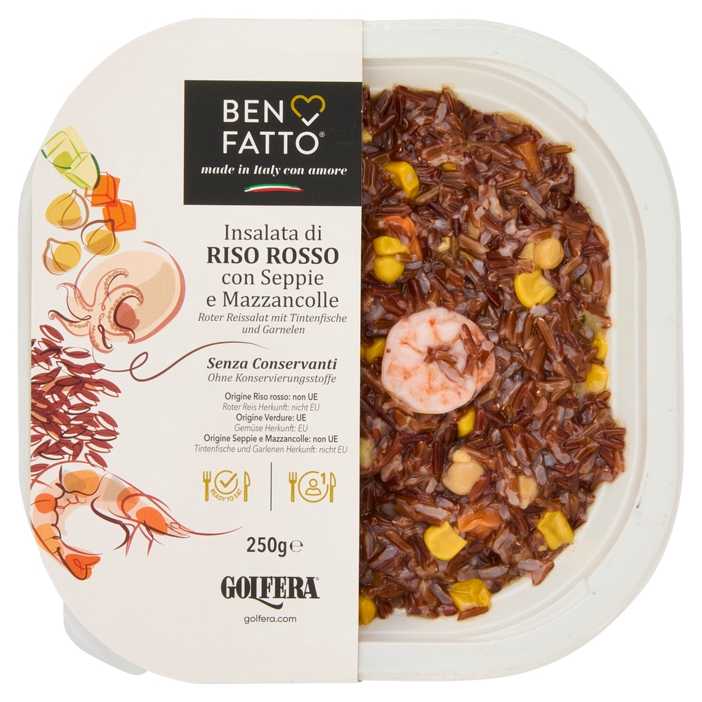 Golfera Ben Fatto Insalata di Riso Rosso con Seppe e Mazzancolle 250 g